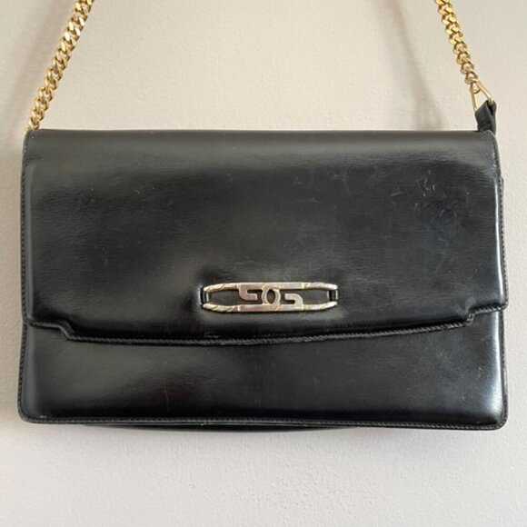 Vintage Gucci Black Leather Convertible Shoulder Bag / Clutch - Medium 🇮🇹 - Picture 2 of 11